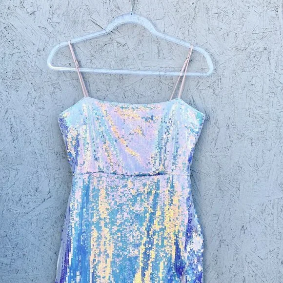 NWT $288 NBD Amethyst Sequin Side Slit Sleeveless Column Maxi Gown Dress M - Picture 5 of 12